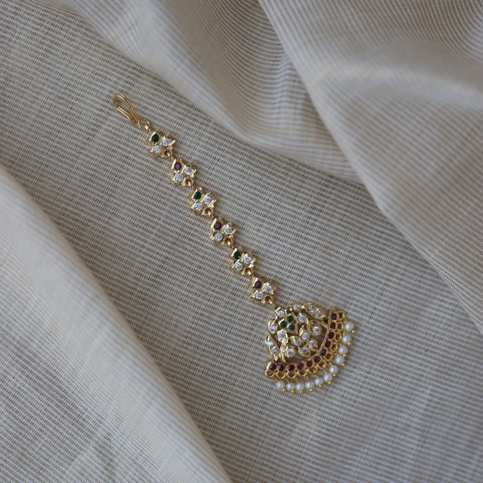 Heritage gold plated multi stone maang TH1316