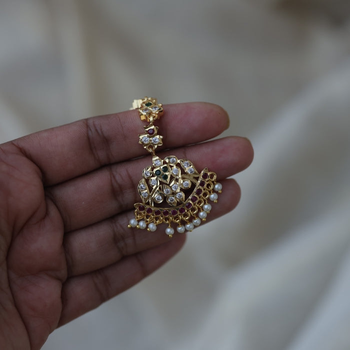 Heritage gold plated multi stone maang TH1316