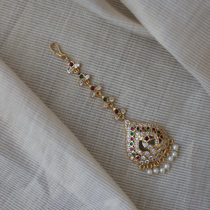 Heritage gold plated multi stone maang TH1386