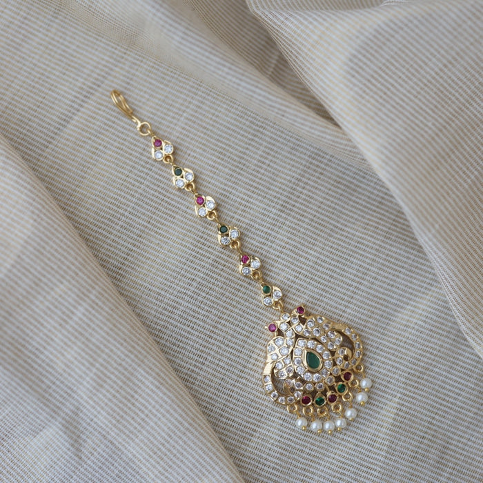 Heritage gold plated multi stone maang TH845