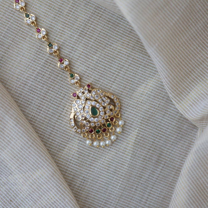 Heritage gold plated multi stone maang TH845