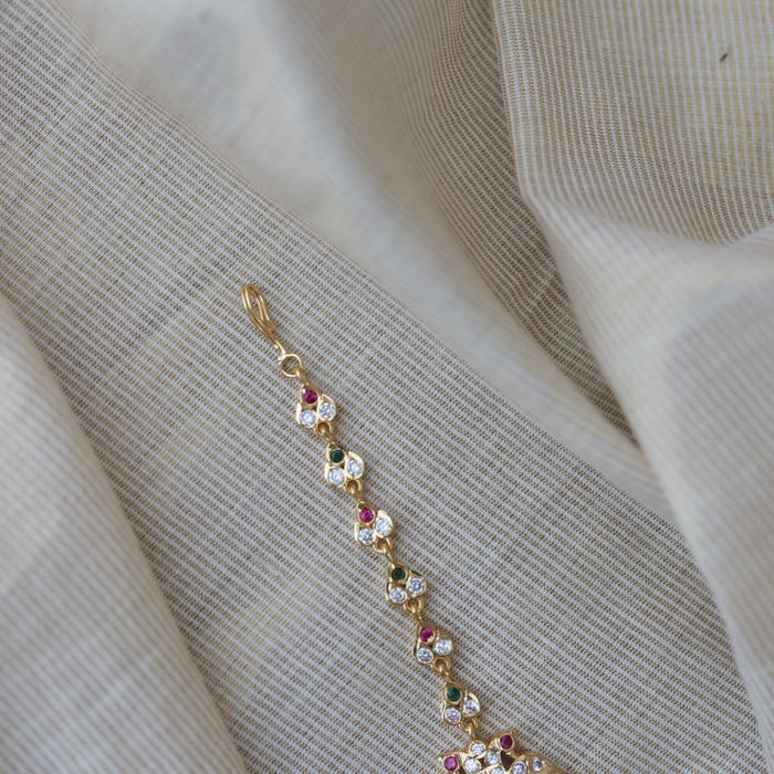 Heritage gold plated multi stone maang TH845