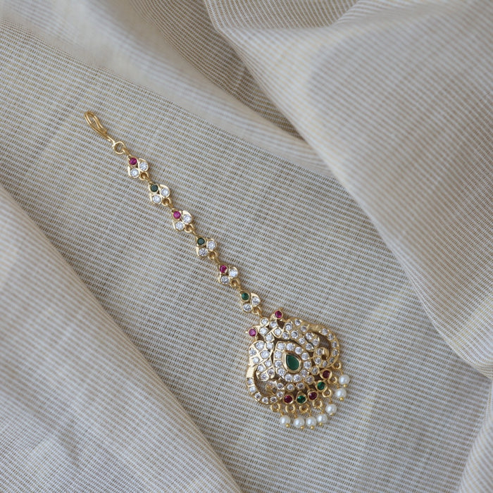Heritage gold plated multi stone maang TH845