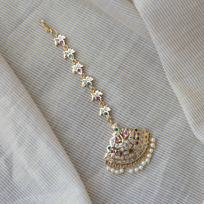 Heritage gold plated multi stone maang TH281