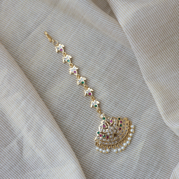 Heritage gold plated multi stone maang TH281