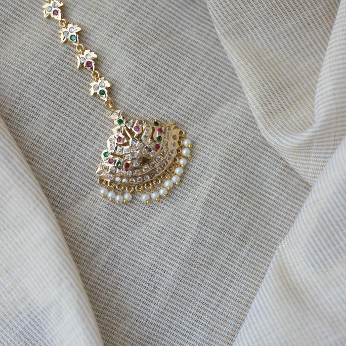 Heritage gold plated multi stone maang TH281
