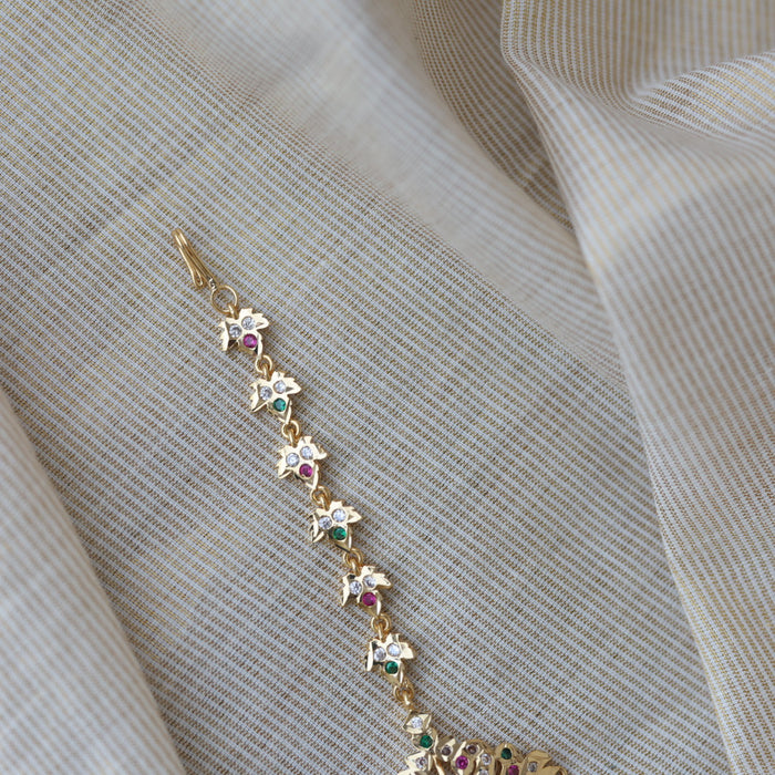 Heritage gold plated multi stone maang TH281