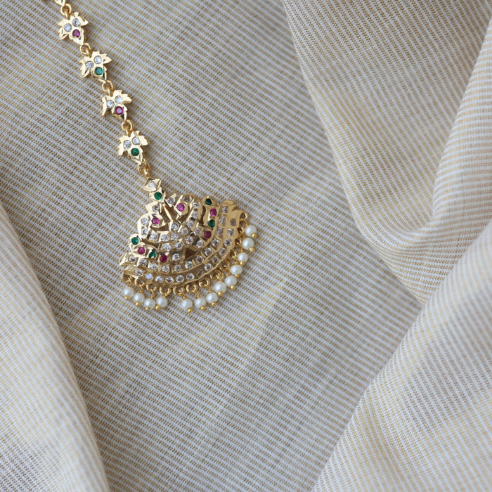 Heritage gold plated multi stone maang TH281