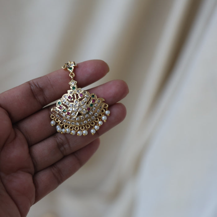 Heritage gold plated multi stone maang TH281
