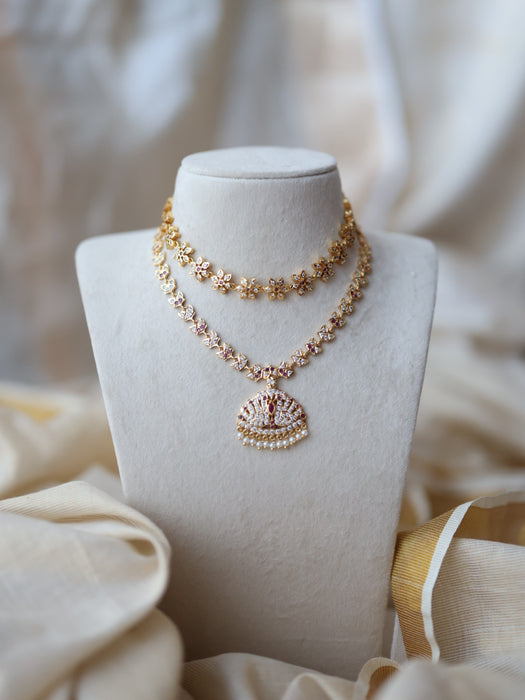 Heritage  white stone choker necklace and earrings h45332