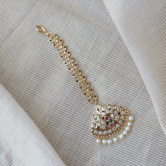 Heritage gold plated multi stone maang TH293