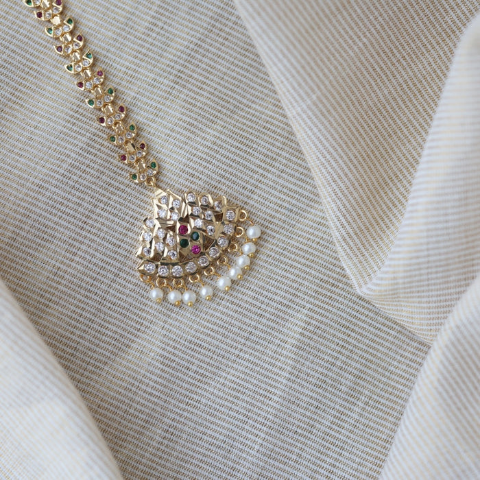 Heritage gold plated multi stone maang TH293