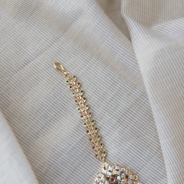 Heritage gold plated multi stone maang TH293