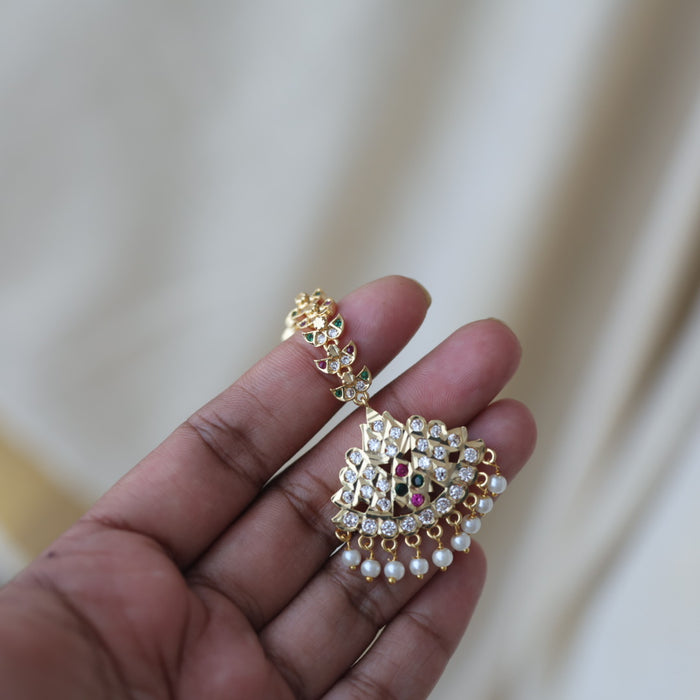 Heritage gold plated multi stone maang TH293