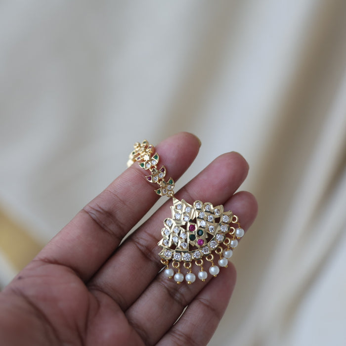 Heritage gold plated multi stone maang TH293