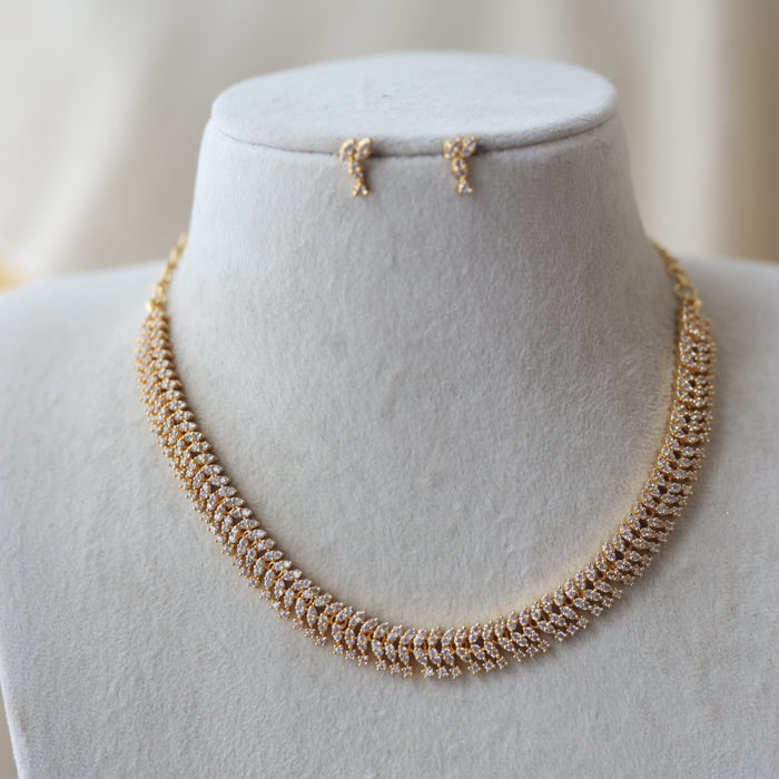 Heritage gold plated simple pearl choker short necklace H456