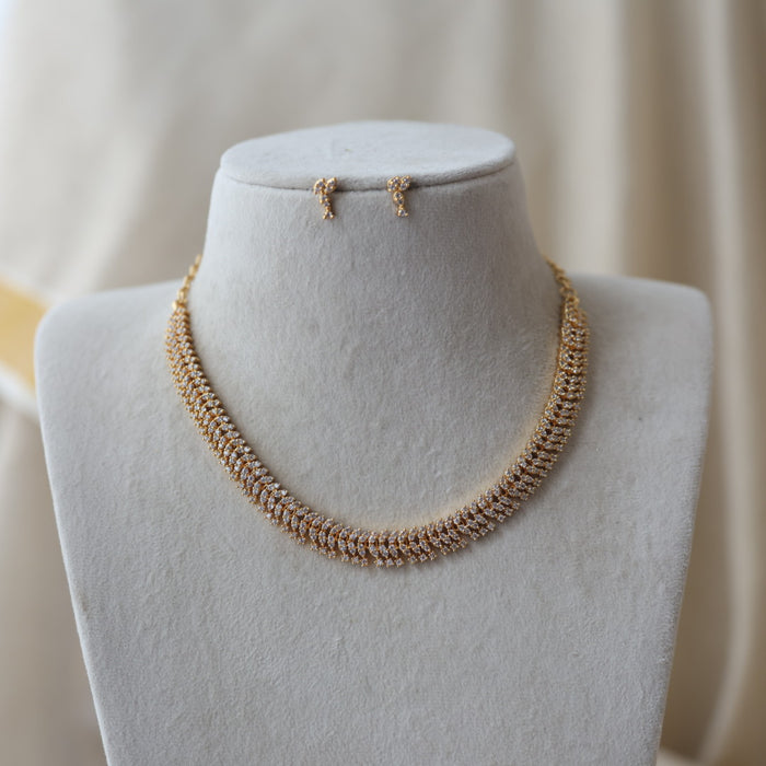 Heritage gold plated simple pearl choker short necklace H456