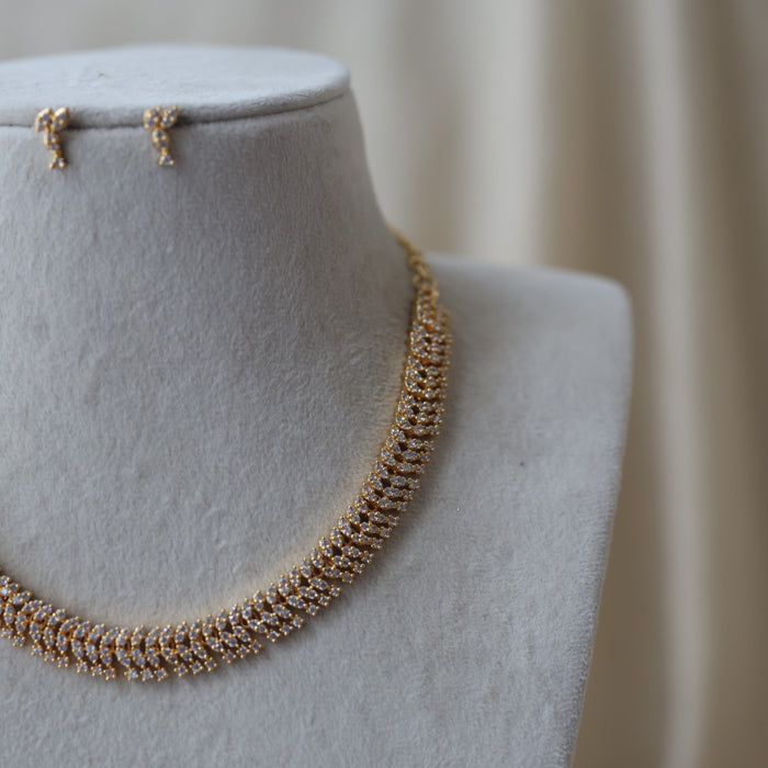 Heritage gold plated simple pearl choker short necklace H456