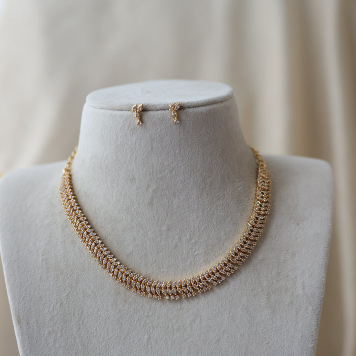 Heritage gold plated simple pearl choker short necklace H456