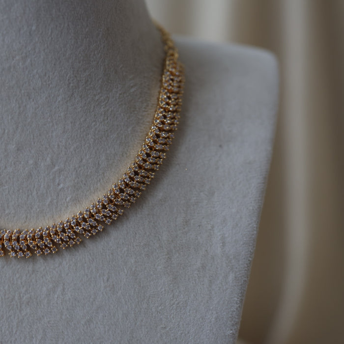 Heritage gold plated simple pearl choker short necklace H456