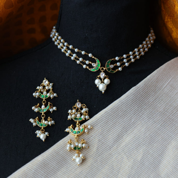 Padmini pearl choker necklace with earrings PAD00111
