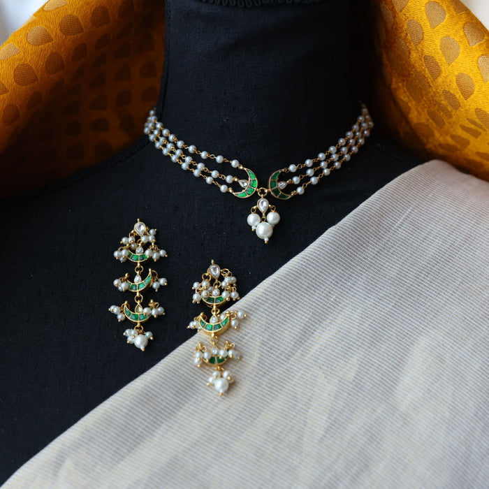 Padmini pearl choker necklace with earrings PAD00111
