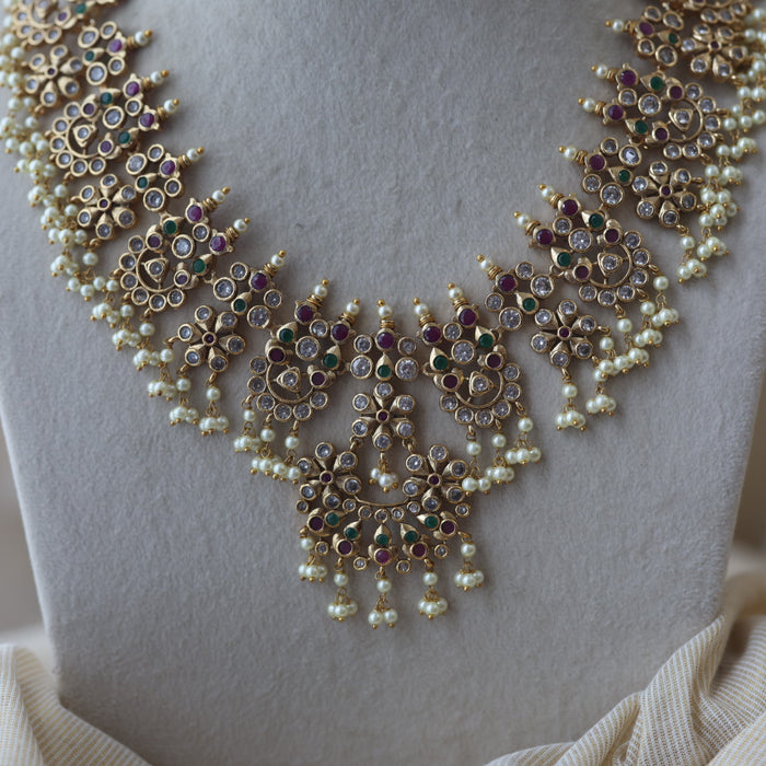 Antique pearl short necklace and earring SS12053