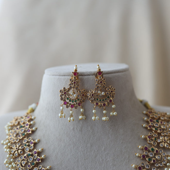 Antique pearl short necklace and earring SS12053