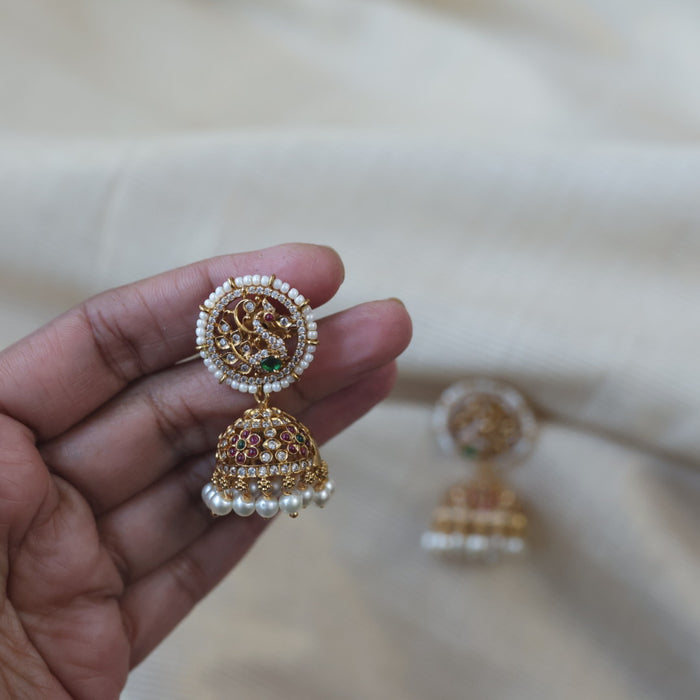 Antique multi stone  jumka earring AJ144
