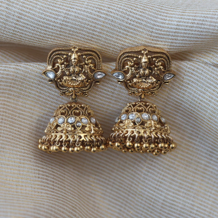 Antique white stone and pearl jumka earring AJ546