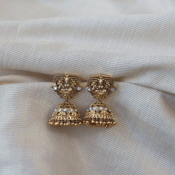 Antique white stone and pearl jumka earring AJ546