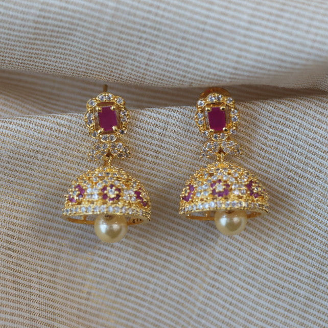 Heritage ruby pearl stone jumka earrings HJ90