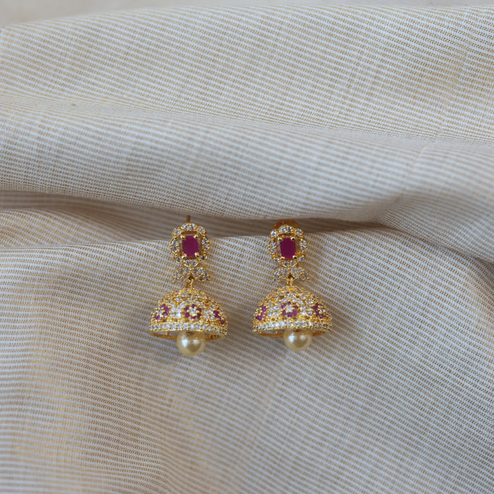 Heritage ruby pearl stone jumka earrings HJ90