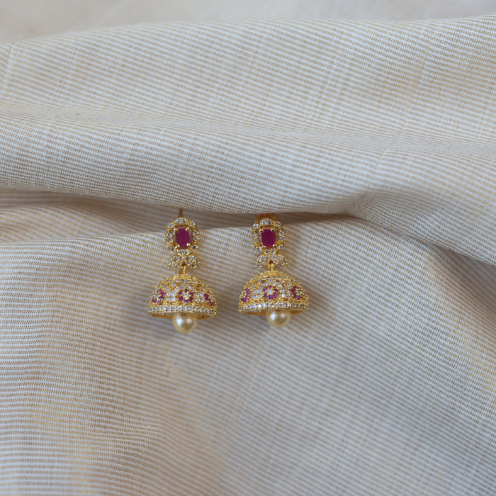 Heritage ruby pearl stone jumka earrings HJ90