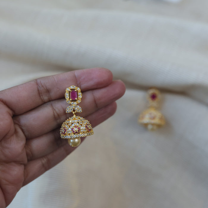 Heritage ruby pearl stone jumka earrings HJ90