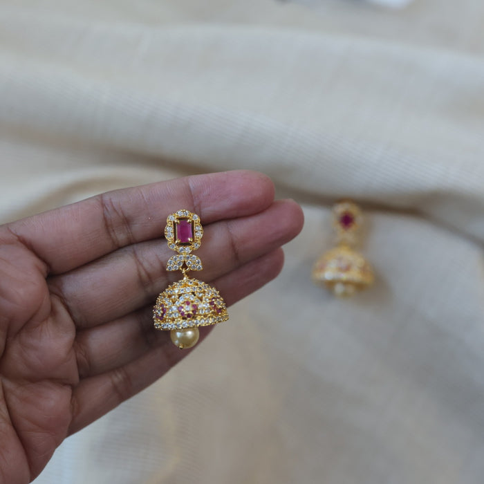 Heritage ruby pearl stone jumka earrings HJ90