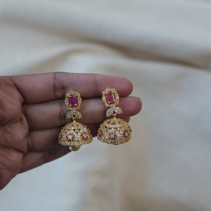 Heritage ruby pearl stone jumka earrings HJ90