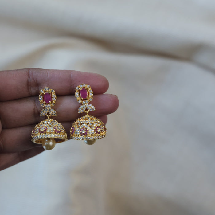 Heritage ruby pearl stone jumka earrings HJ90