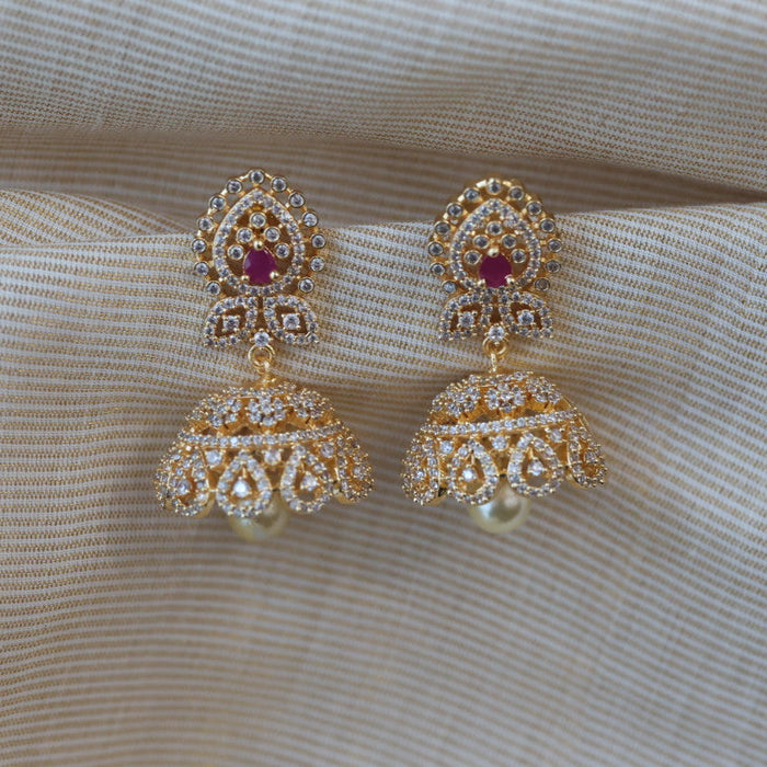 Heritage ruby pearl stone jumka earrings HJ94