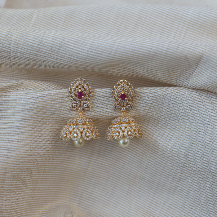 Heritage ruby pearl stone jumka earrings HJ94