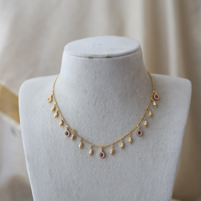 Heritage gold plated simple short necklace HS032