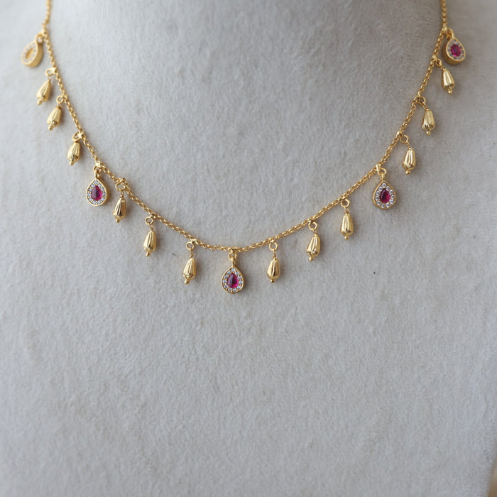 Heritage gold plated simple short necklace HS032