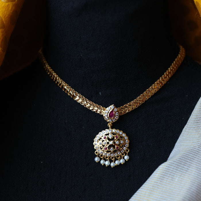 Heritage gold plated short necklace H33