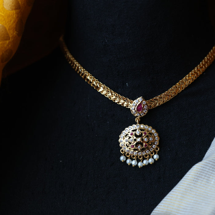 Heritage gold plated short necklace H33