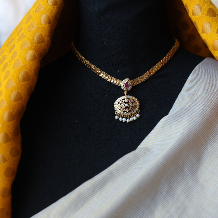 Heritage gold plated short necklace H33