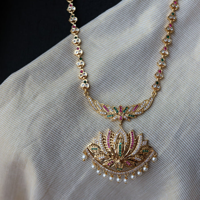 Heritage gold plated short and long padakam set necklace HPS2053