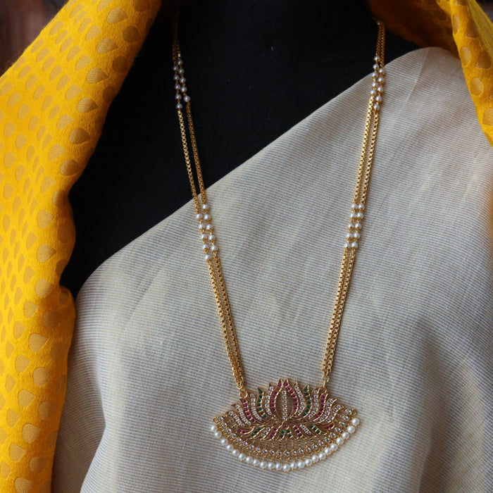 Heritage gold plated multi stone padakam long necklace HP9088