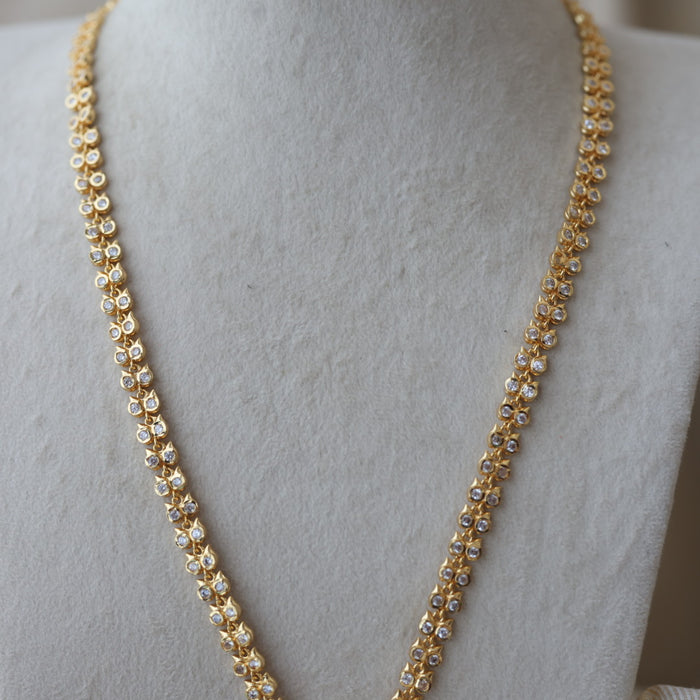 Heritage gold plated white stone long necklace HL1289