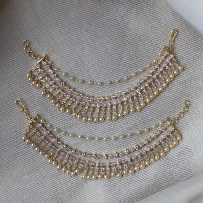 Heritage gold plated white stone mattal ear accessoris HM583