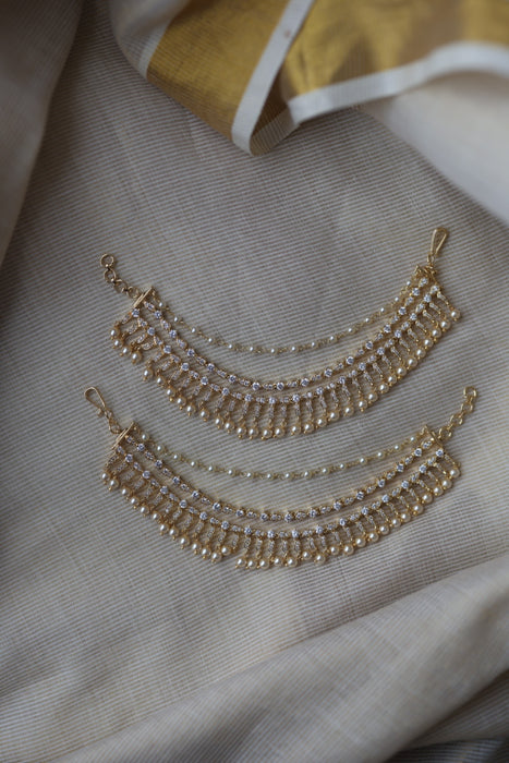 Heritage gold plated white stone mattal ear accessoris HM583